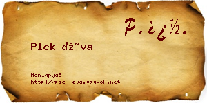 Pick Éva névjegykártya